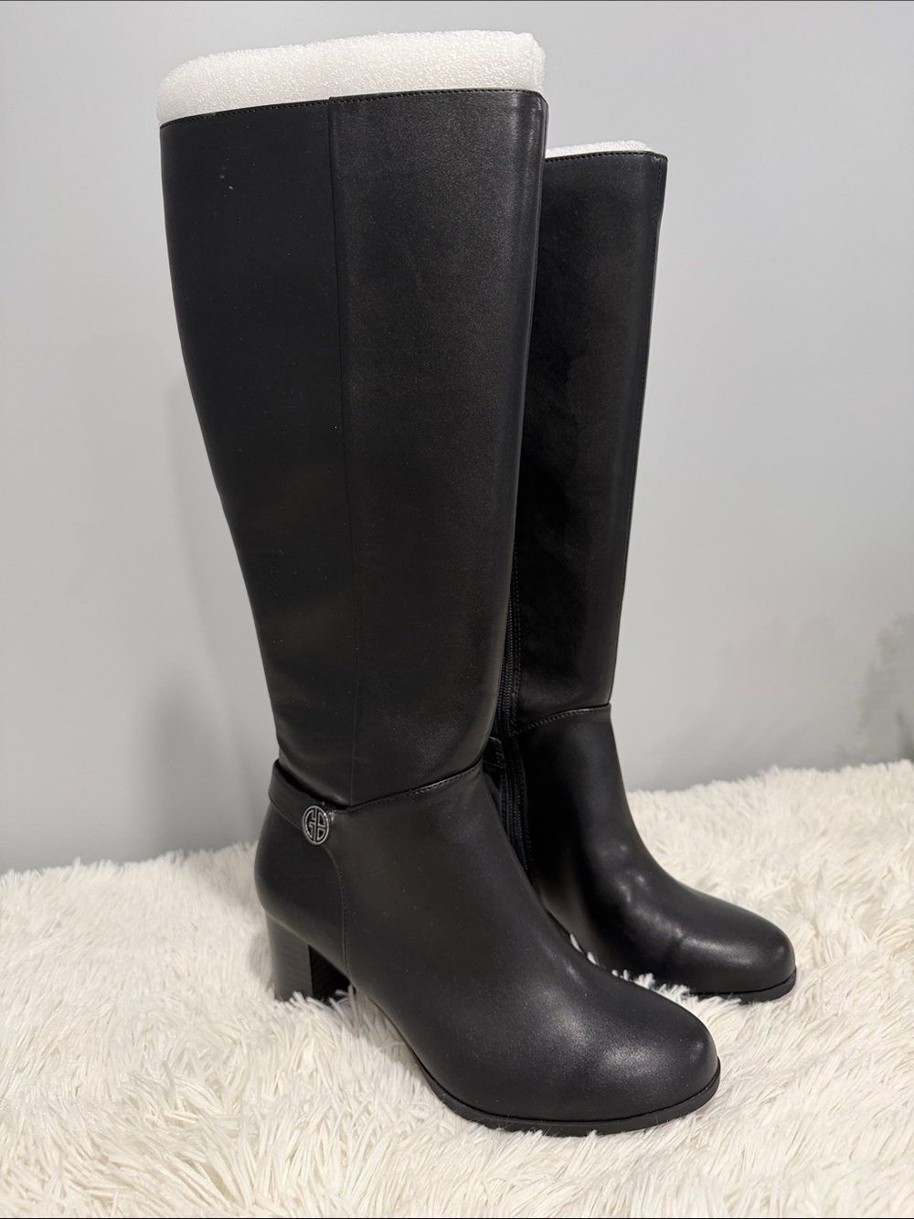 Giani Bernini Black Knee-High Leather Heeled Boots